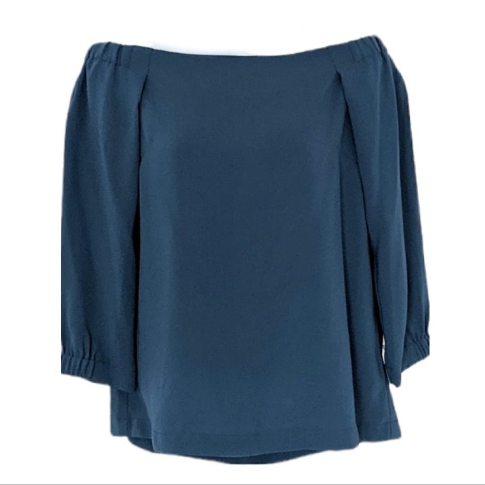 Aritzia Babaton Rodrigo Off The Shoulder teal Blouse dark aqua green sMALL K1